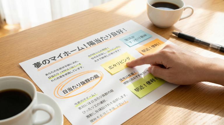 物件のアピールポイントを強調した資料