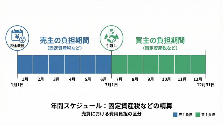 固定資産税の納税義務者と実質負担の分担イメージ