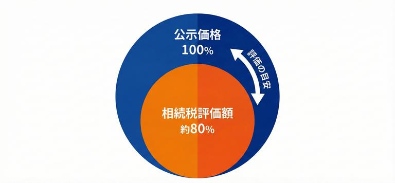 公示価格と創造久栖評価額の違いの図解