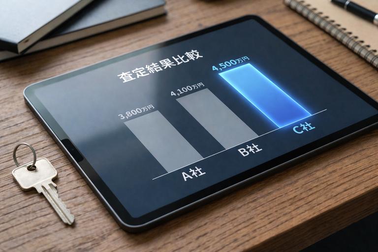 3社の査定結果を比較している画面の画像