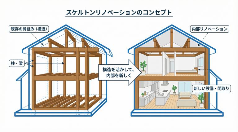骨組みを残して再生するスケルトンリフォーム