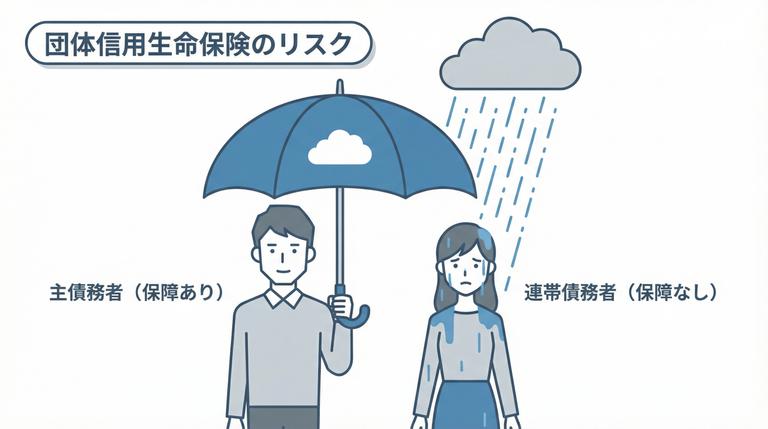 連帯債務で団信加入が主債務者のみとなるリスク図解