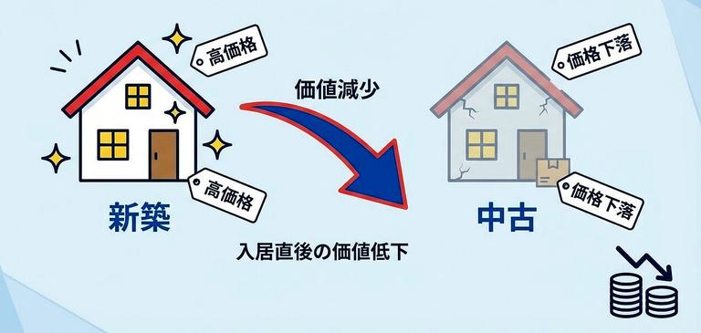 新築プレミアムがなくなり中古扱いになる価格下落の仕組み