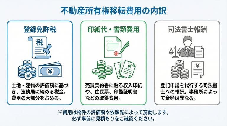 不動産名義変更にかかる登録免許税と司法書士報酬の費用内訳