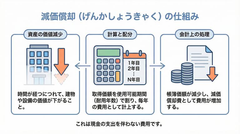 建物取得費の減価償却計算イメージ
