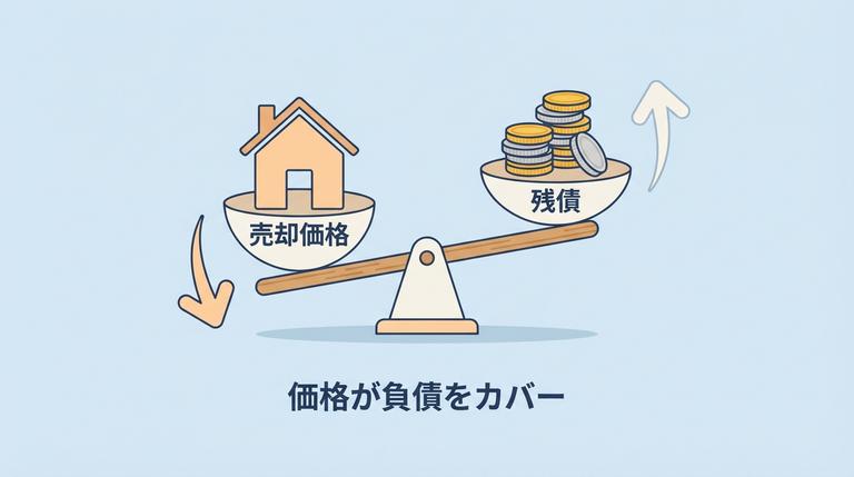 売却価格と残債務のバランスを確認する天秤図
