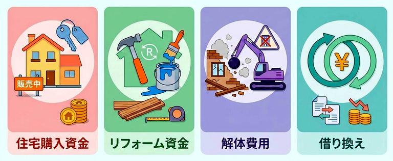 無担保住宅ローンの主な資金使途リフォームや解体
