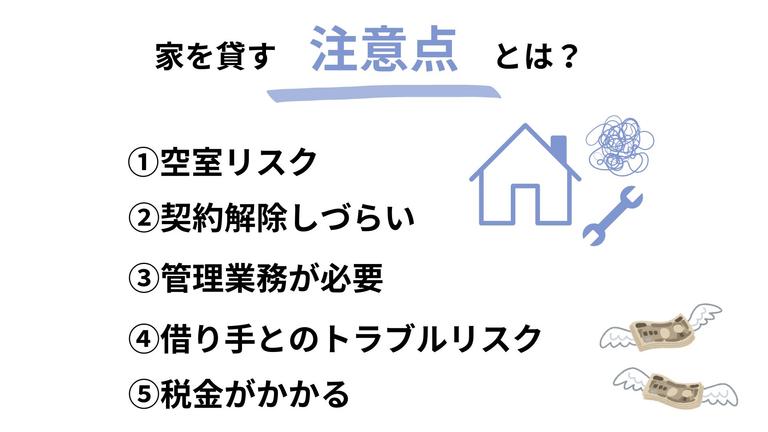 家を貸す注意点がまとまっている画像