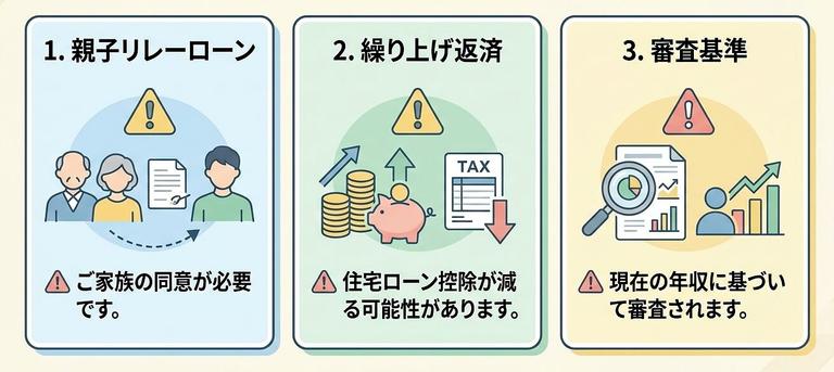 50代で住宅ローンを組む場合の注意点の図解