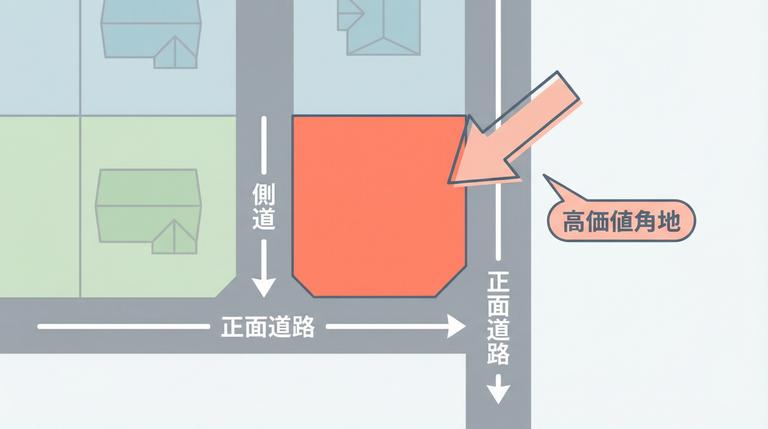 二つの道路に面した角地の路線価評価額の仕組み