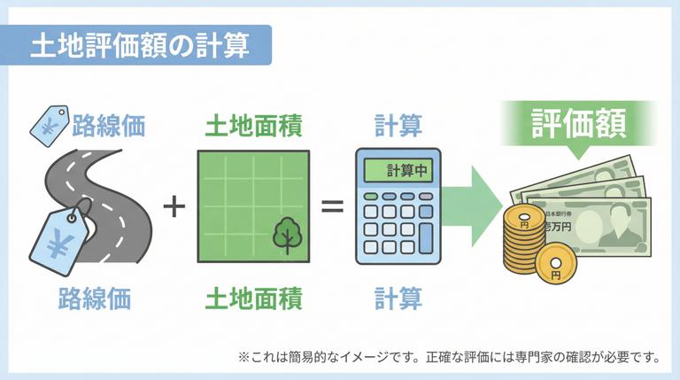 路線価と土地面積を用いた更地評価額の計算方法