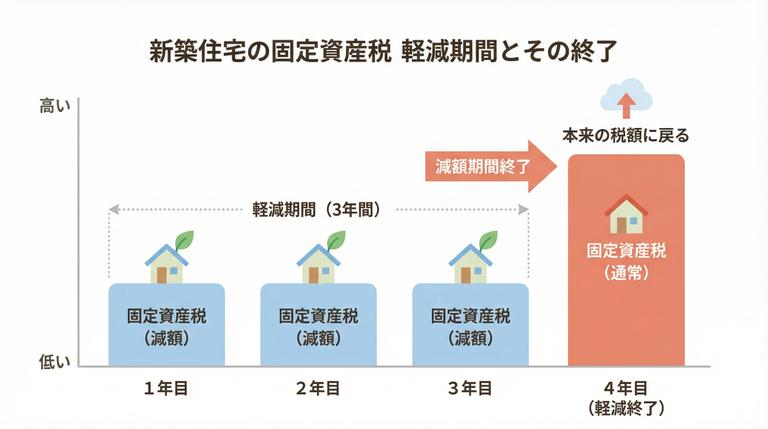 新築住宅の軽減措置終了による固定資産税額の変化