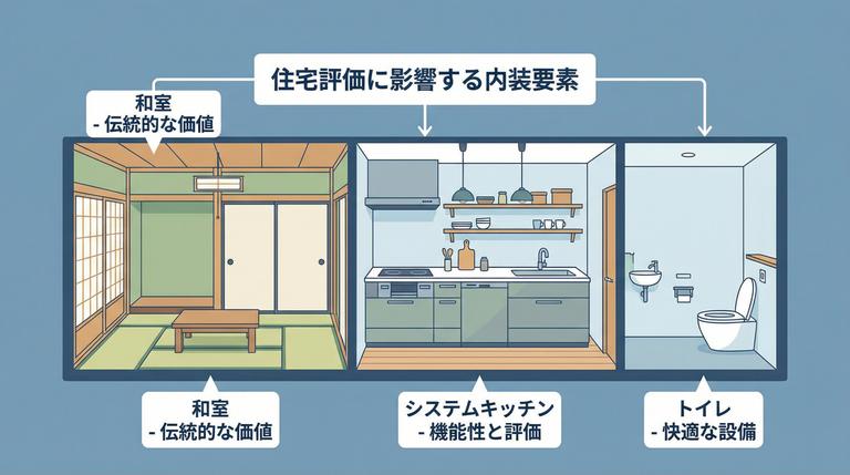 住宅の評価額に影響する内装や設備のイラスト