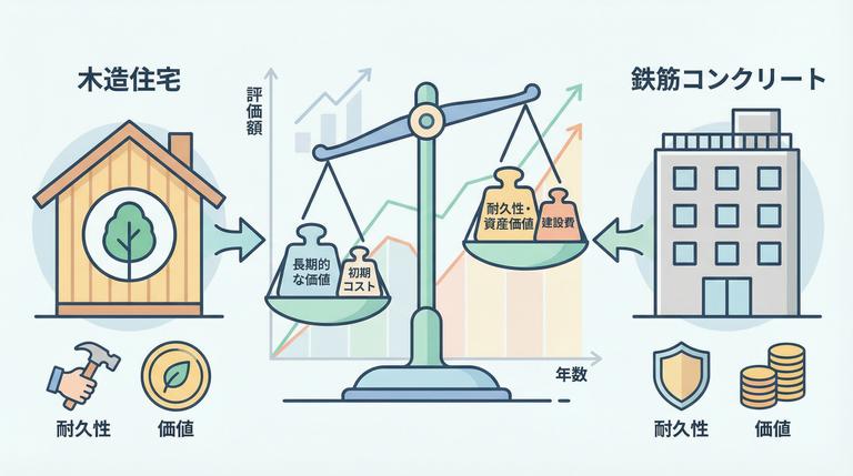 木造住宅と鉄筋コンクリート住宅の評価額の違い