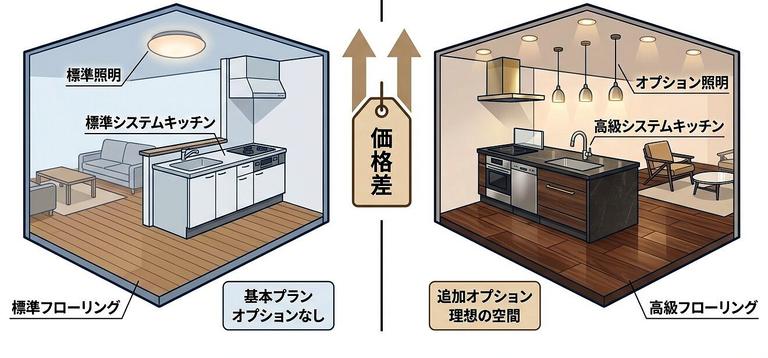 標準グレードとモデルルームの違いの図解