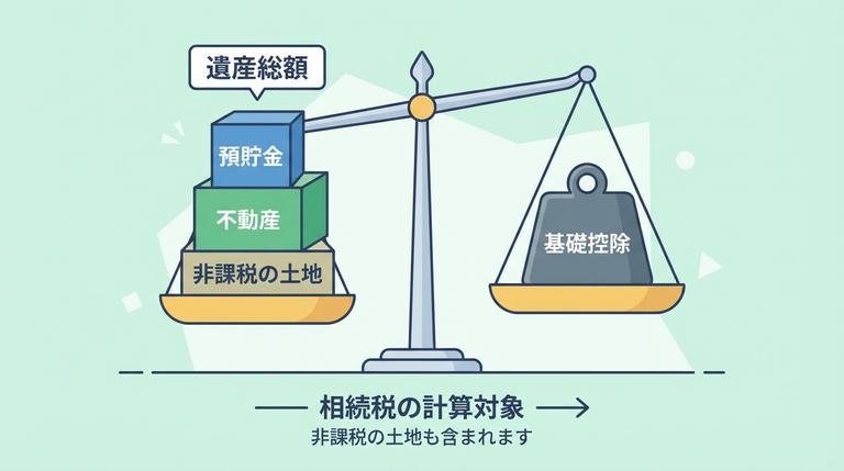 固定資産税0円の土地も課税対象に含まれる解説図
