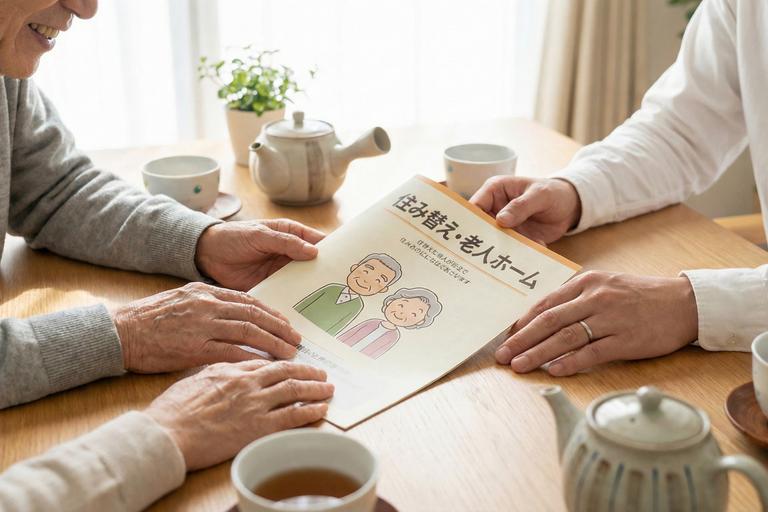 老人ホームへの住み替えを検討している様子