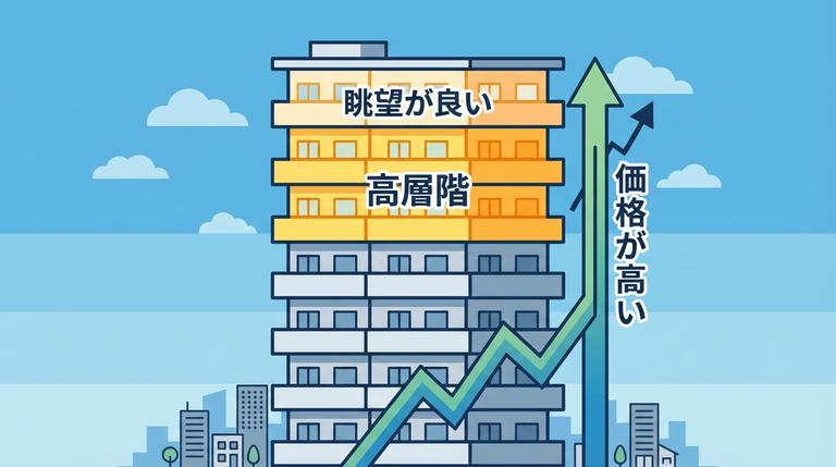 高層階にあるほど値段が上がる図解