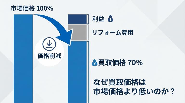買取によって売却額が安くなってしまう図