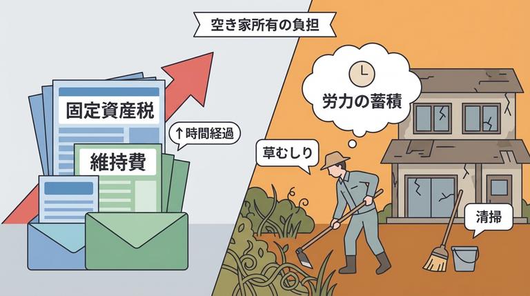 固定資産税の負担や維持・管理の手間がかかる様子