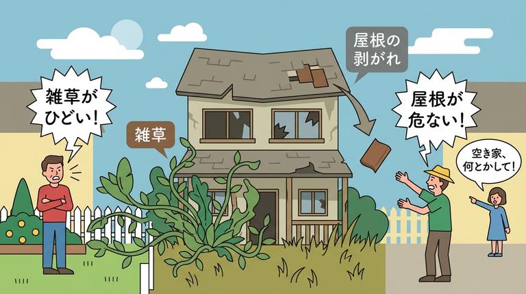 空き家の老朽化による近所トラブルの様子