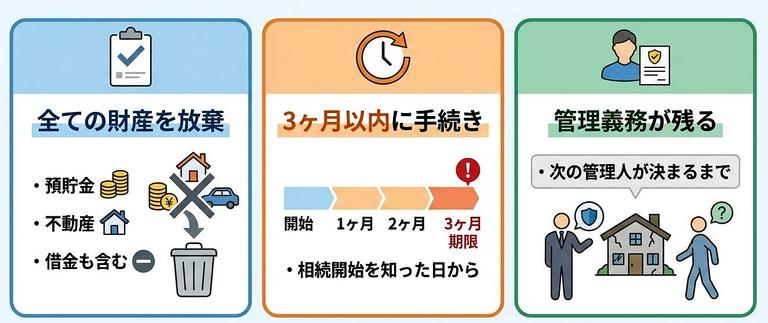 住まない実家を相続放棄する場合の注意点の図解