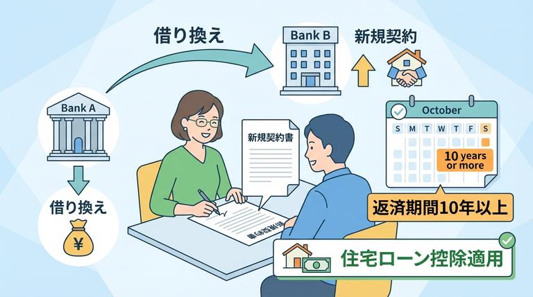 妻が住宅ローンを借り換える図解