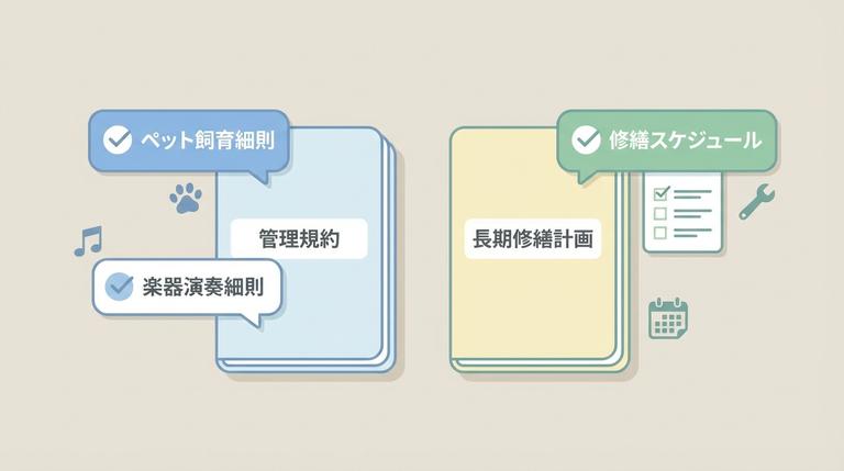 マンションの管理規約・長期修繕計画書のイメージ