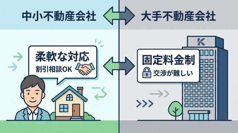 中小不動産会社なら値引き交渉しやすい図