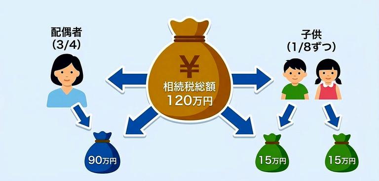 実際の遺産分割割合で按分する図解
