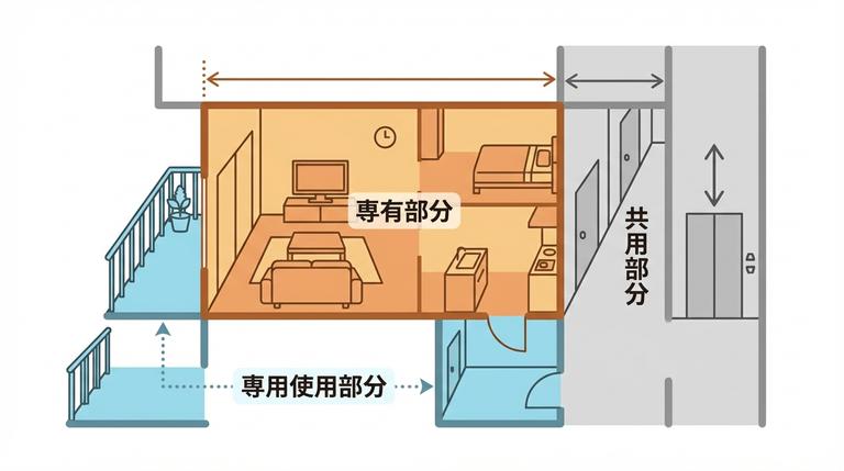 専有部分と共用部分の図解
