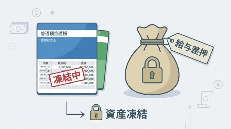 給与や預金が差し押さえられるイメージ