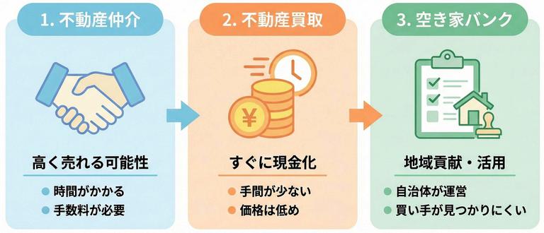 ボロ家を売却する3つの方法の図解