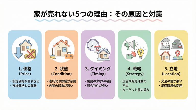 家が売れない5つの理由をまとめた図解
