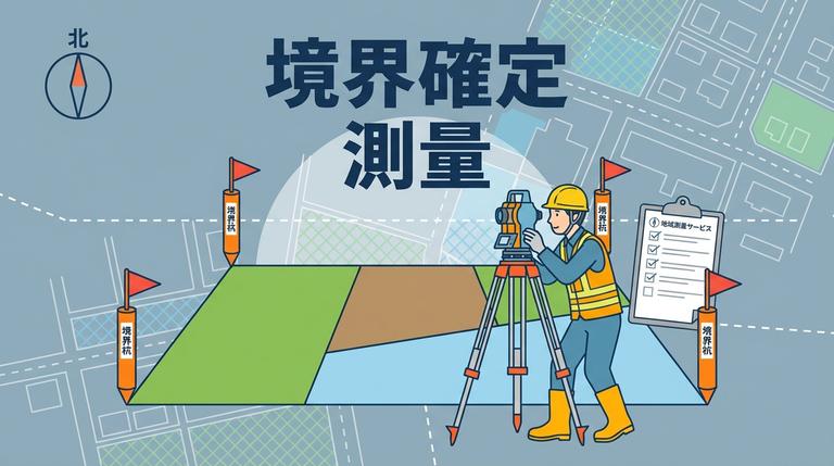 測量して境界を確定させる様子