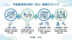 不動産売却の査定から引き渡しまでの基本的な流れ図