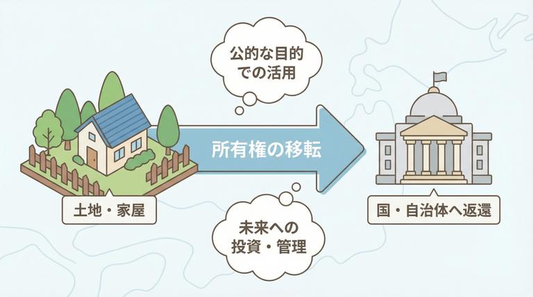 相続人全員が放棄し土地を国に返すイメージ