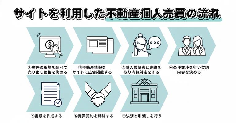 サイトを利用した不動産個人売買の流れ