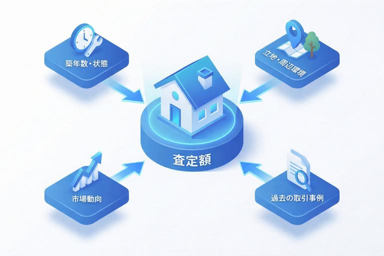 査定価格に関係のある要素を説明する図