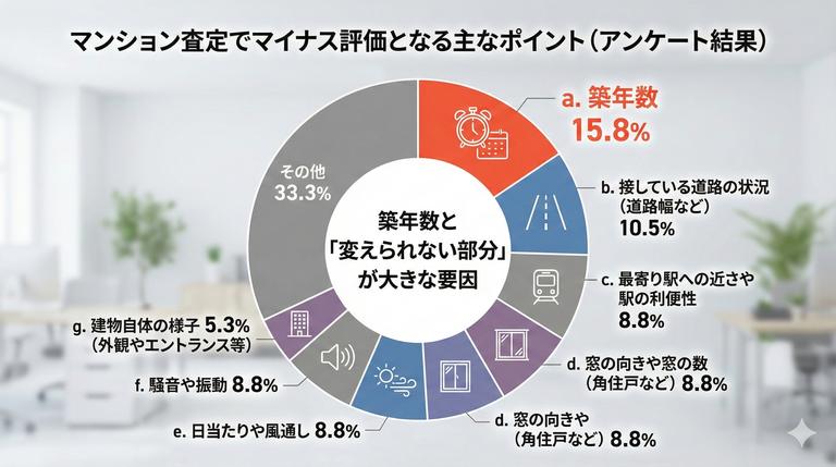 マンション査定で見られるポイントについてのアンケート結果(マイナス評価)